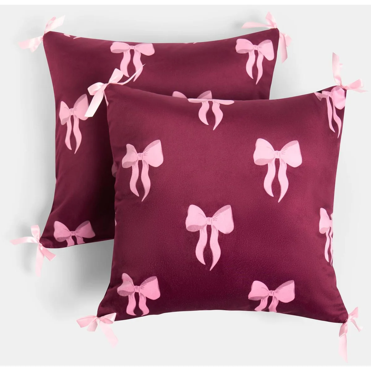 OHS Bow Print Cushion Covers - Burgundy / 45cm / 4 – image 3