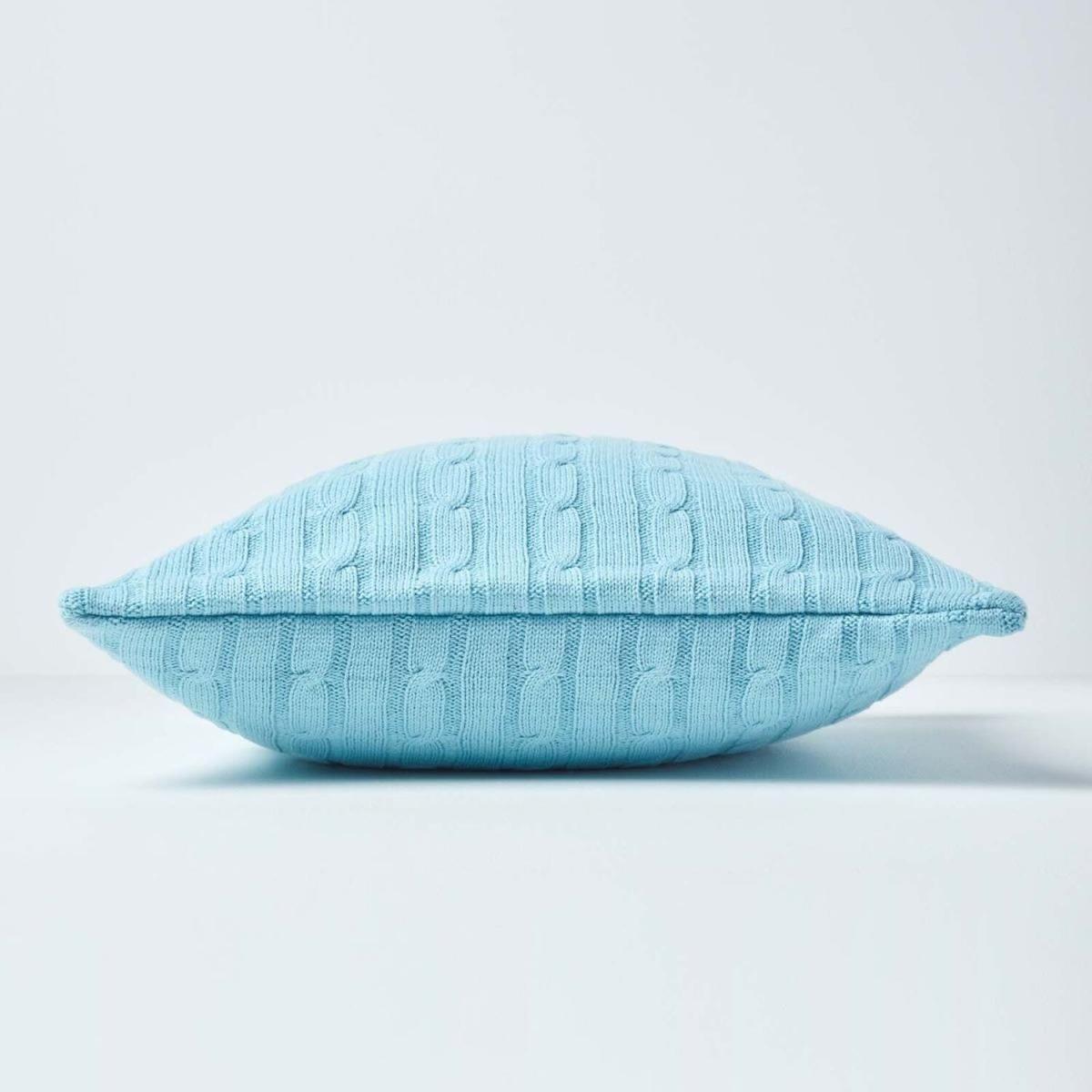 Cotton Cable Knit Cushion Cover - Pastel Blue – image 2