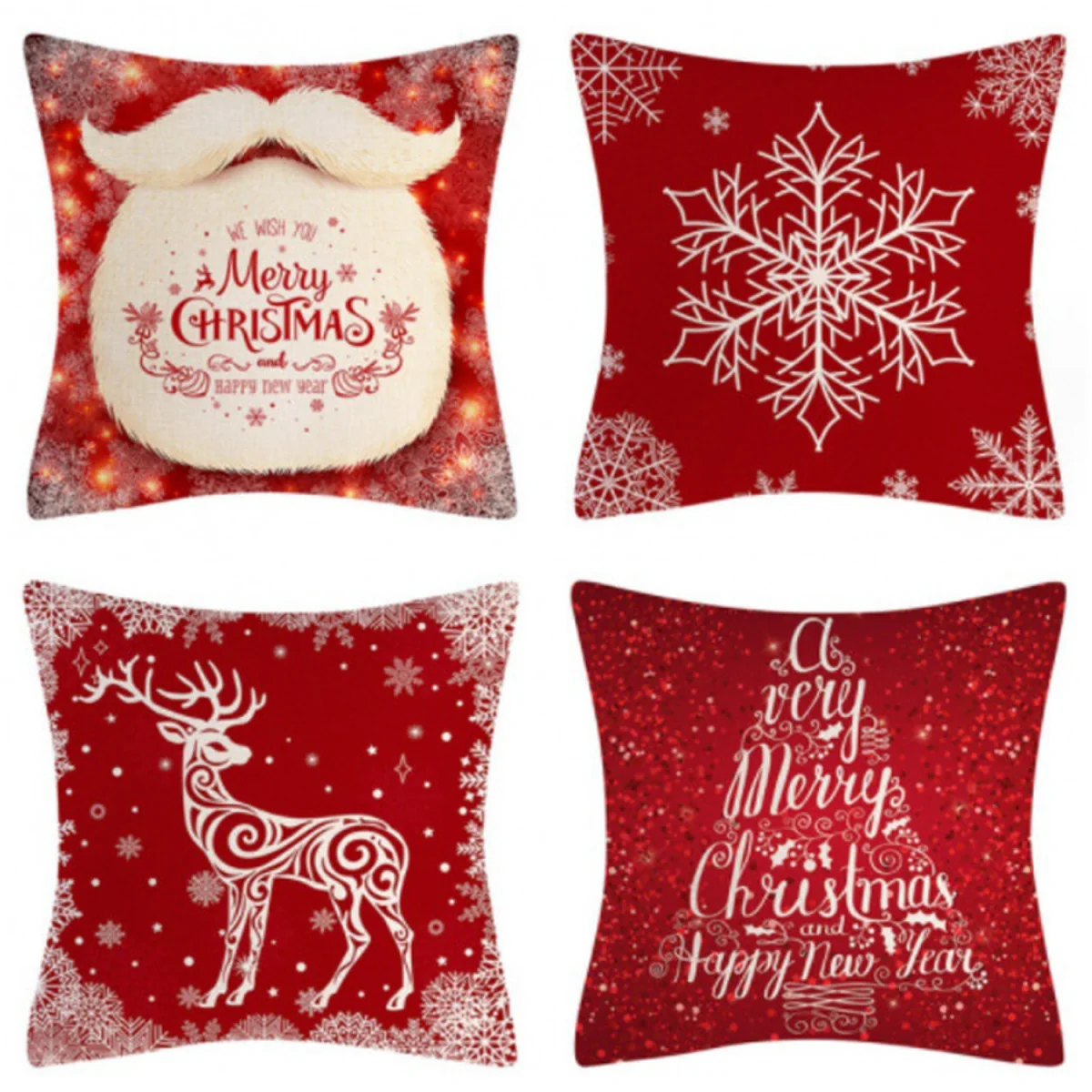 Pack of 4 Christmas Cushion Cover Set - Red – image 2