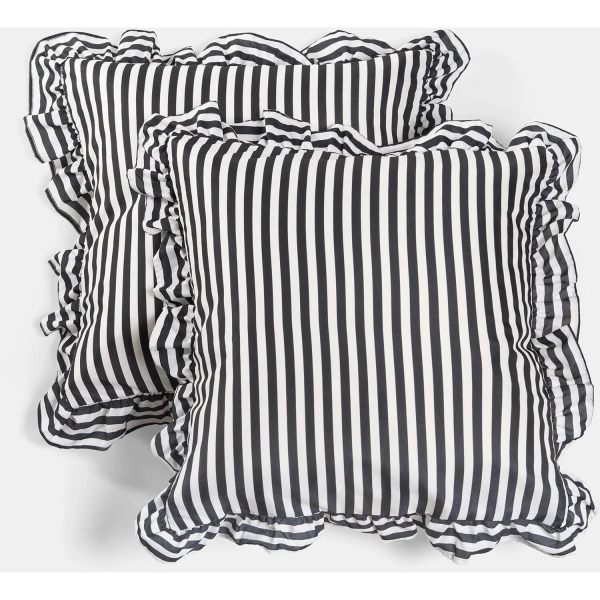 OHS Striped Frill Cushion Covers - Monochrome / Machine washable at 30°C. Tumble dry friendly. Do not bleach or iron. – image 4