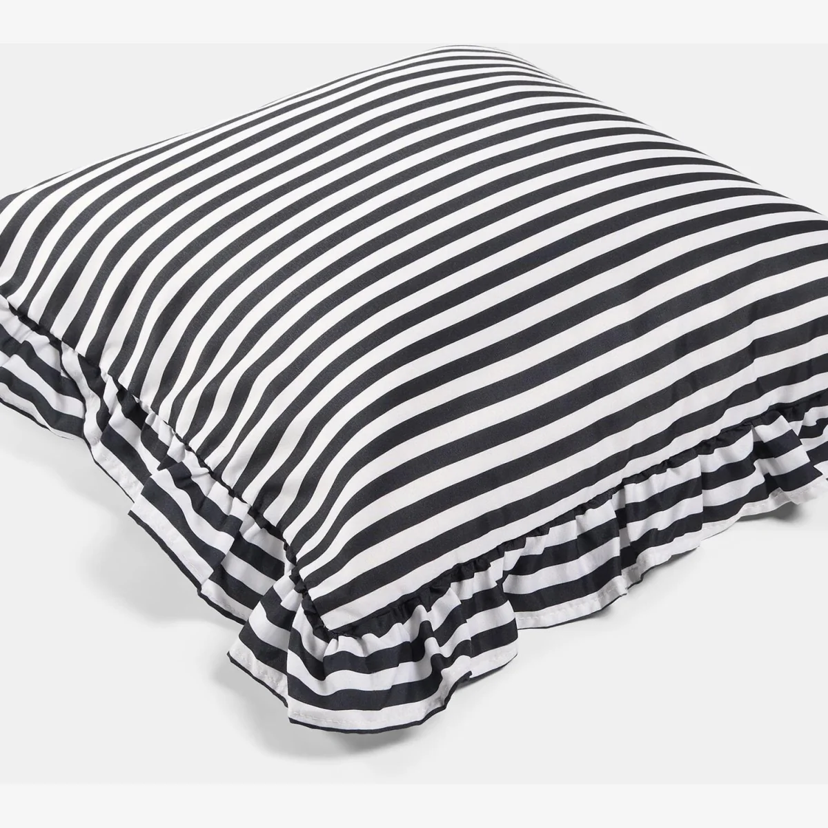 OHS Striped Frill Cushion Covers - Monochrome / Machine washable at 30°C. Tumble dry friendly. Do not bleach or iron. – image 1