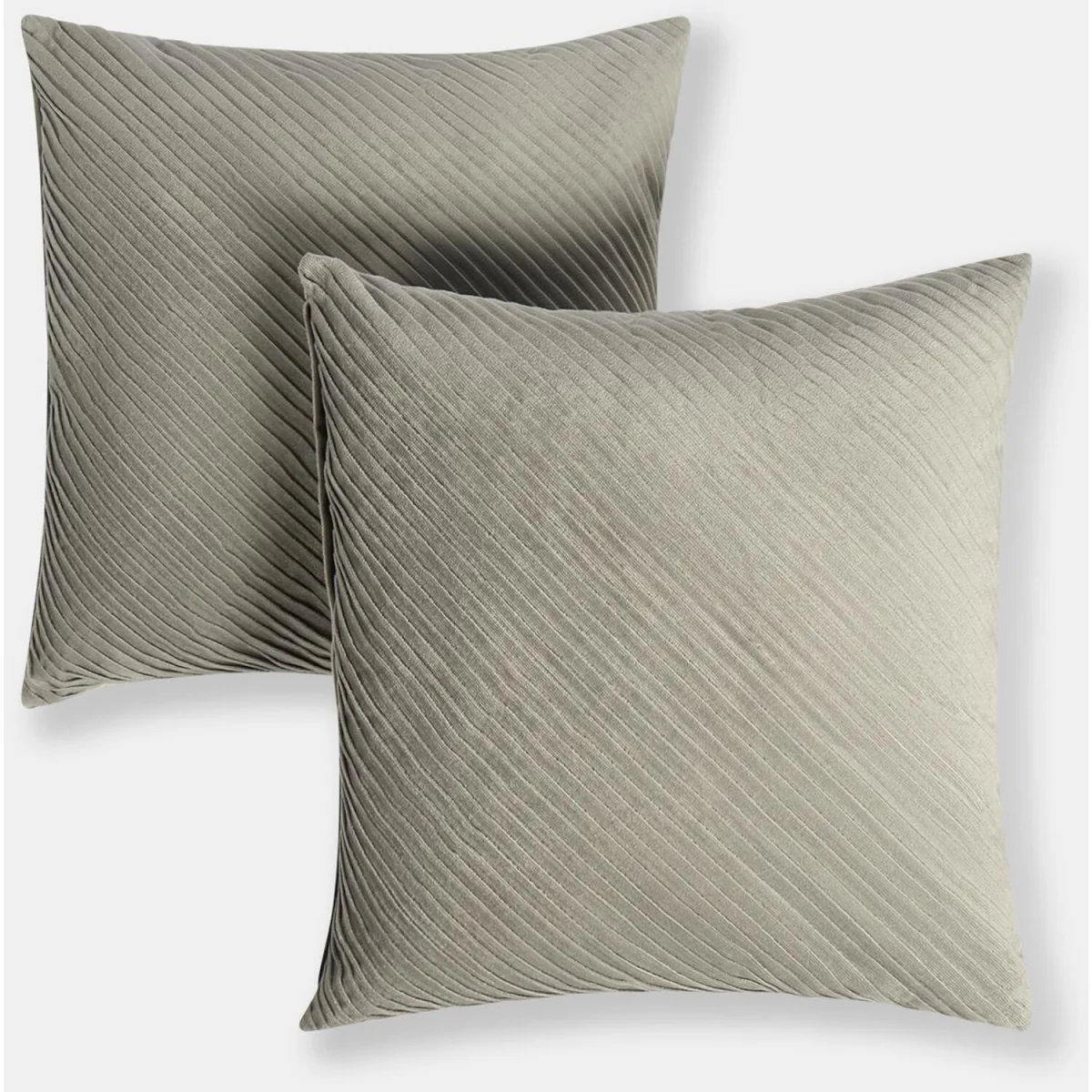 OHS Pleated Velvet Cushion Covers - Grey / Machine washable at 30°C. Tumble dry friendly. Do not bleach or iron. – image 2