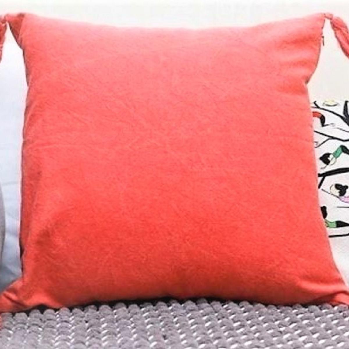 Stone Wash Cushion Cover 100% Cotton - Red – image 2