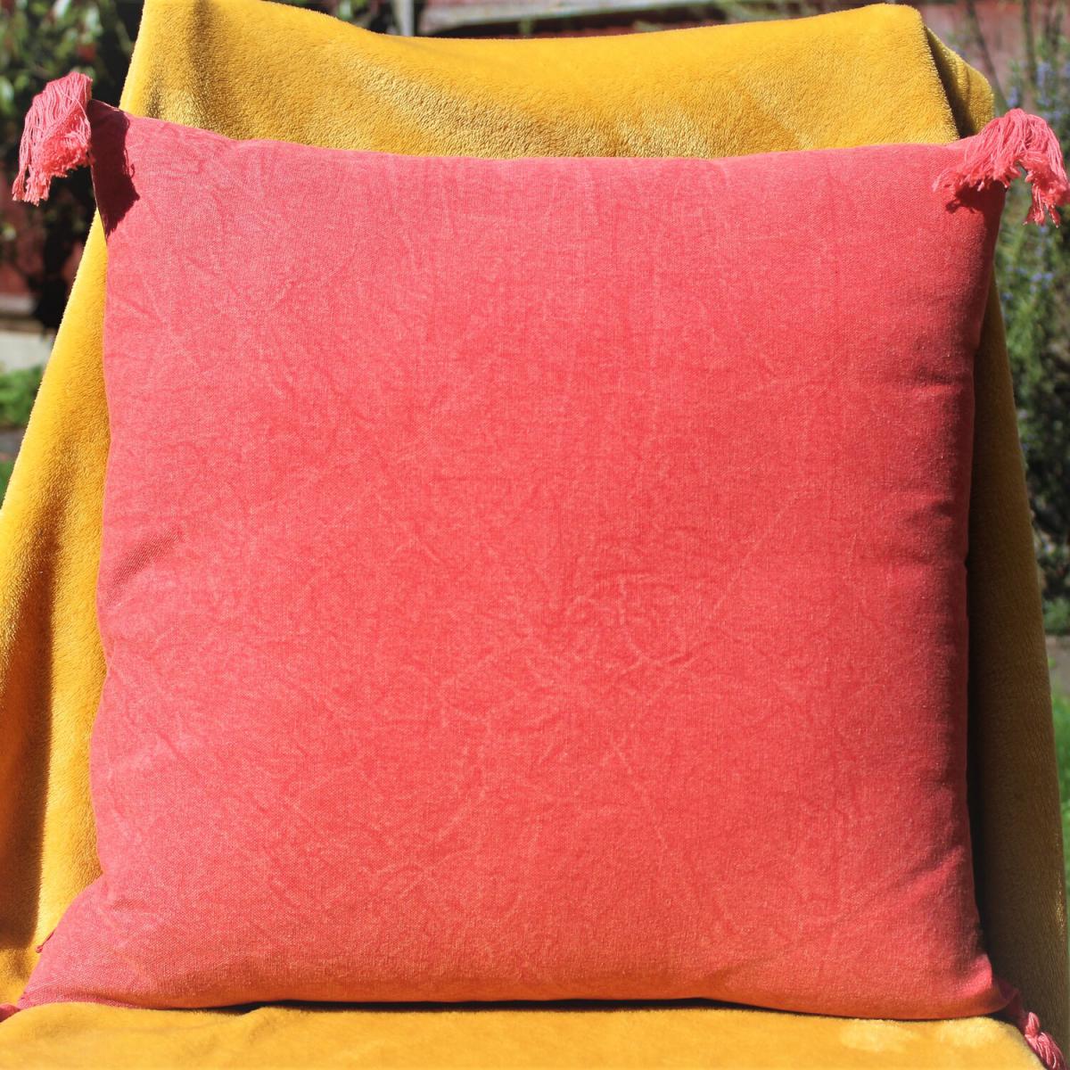 Stone Wash Cushion Cover 100% Cotton - Red – image 3