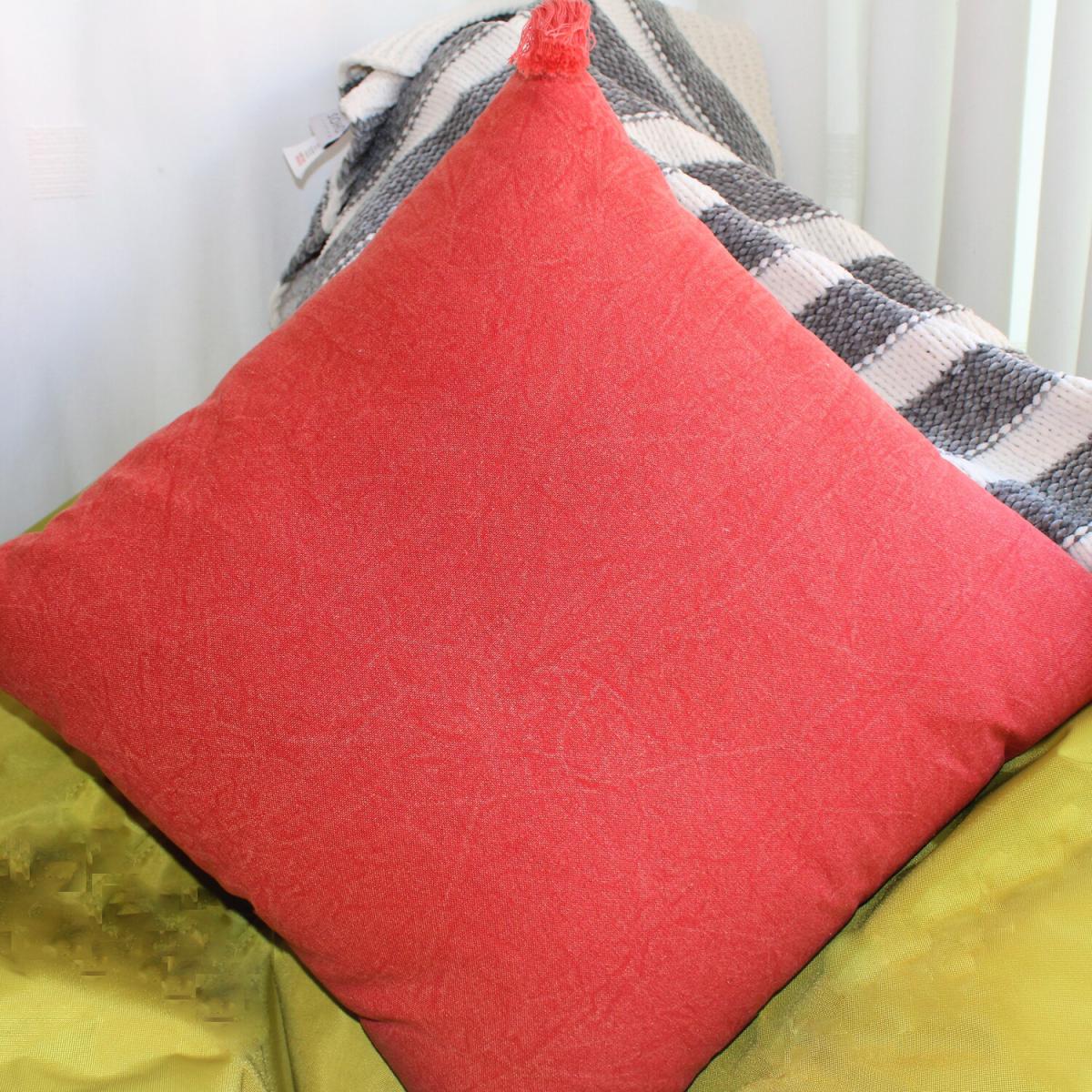 Stone Wash Cushion Cover 100% Cotton - Red – image 5