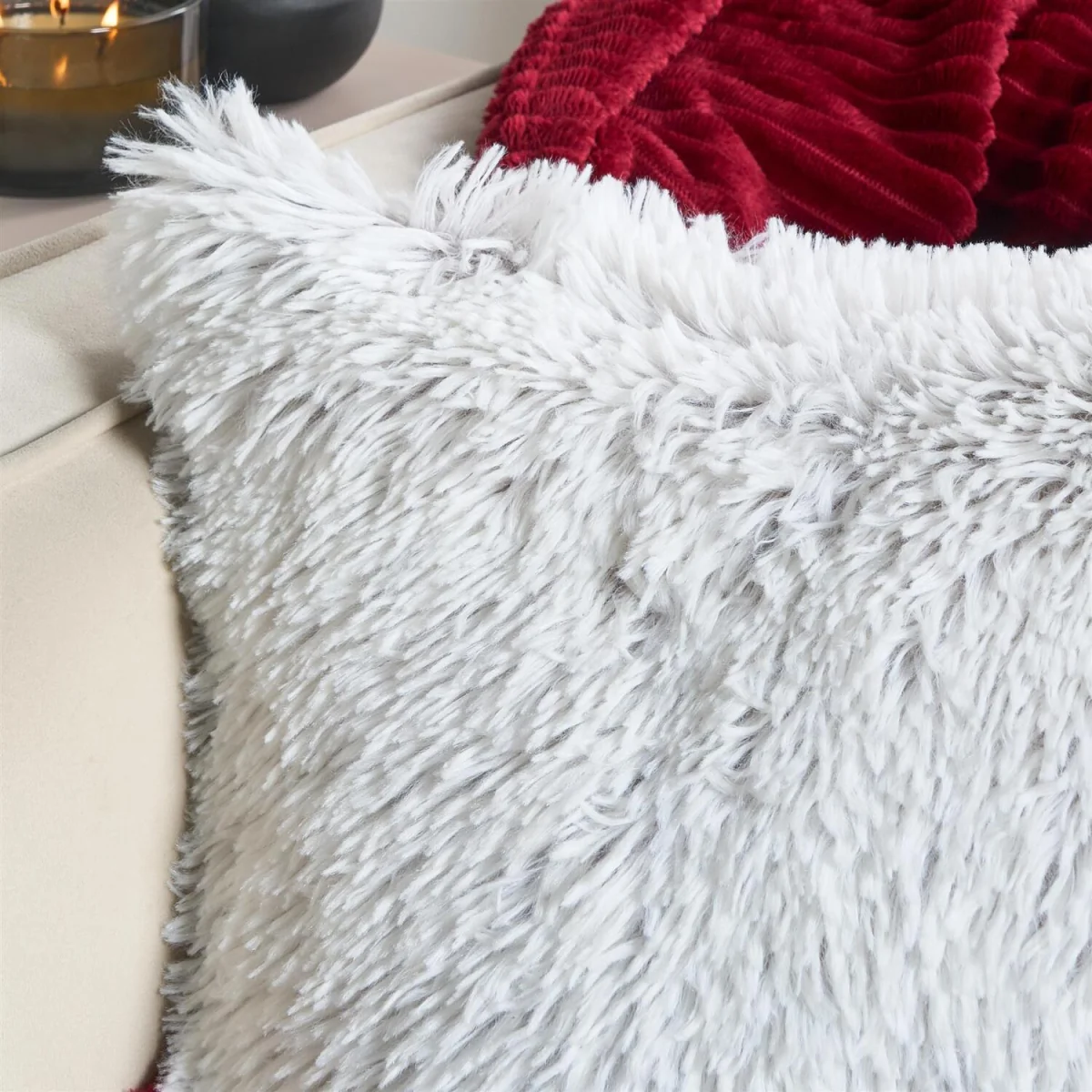 OHS Two Tone Fluffy Cushion Covers - Grey – image 3