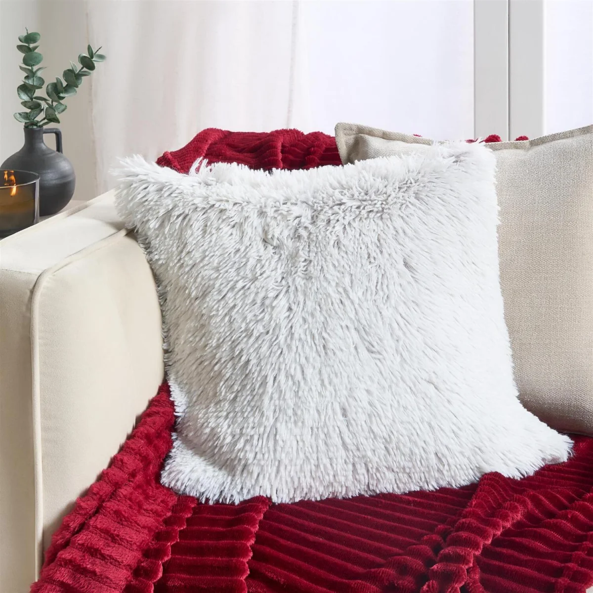 OHS Two Tone Fluffy Cushion Covers - Grey – image 1