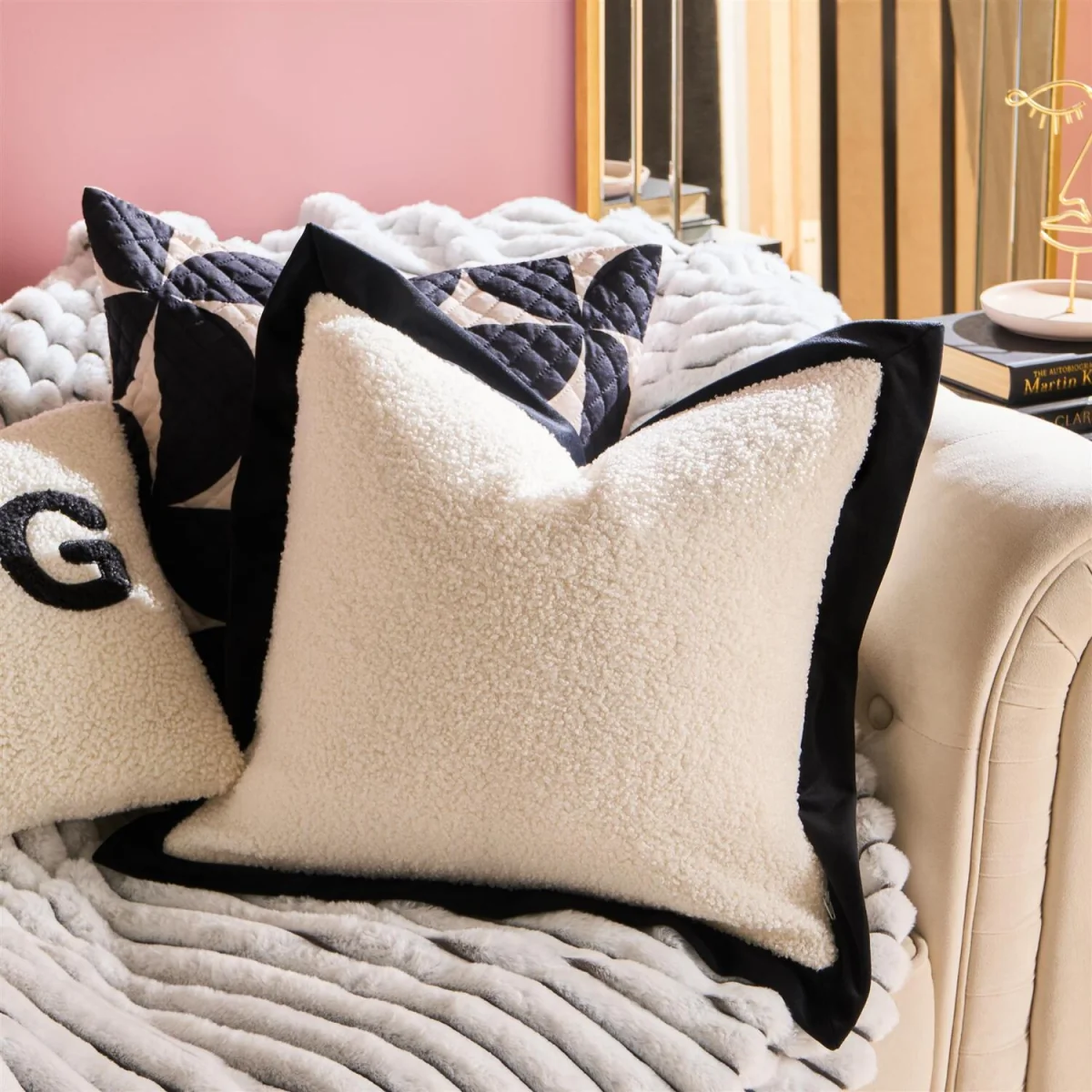 OHS Oxford Boucle Cushion Cover - White/Black – image 2