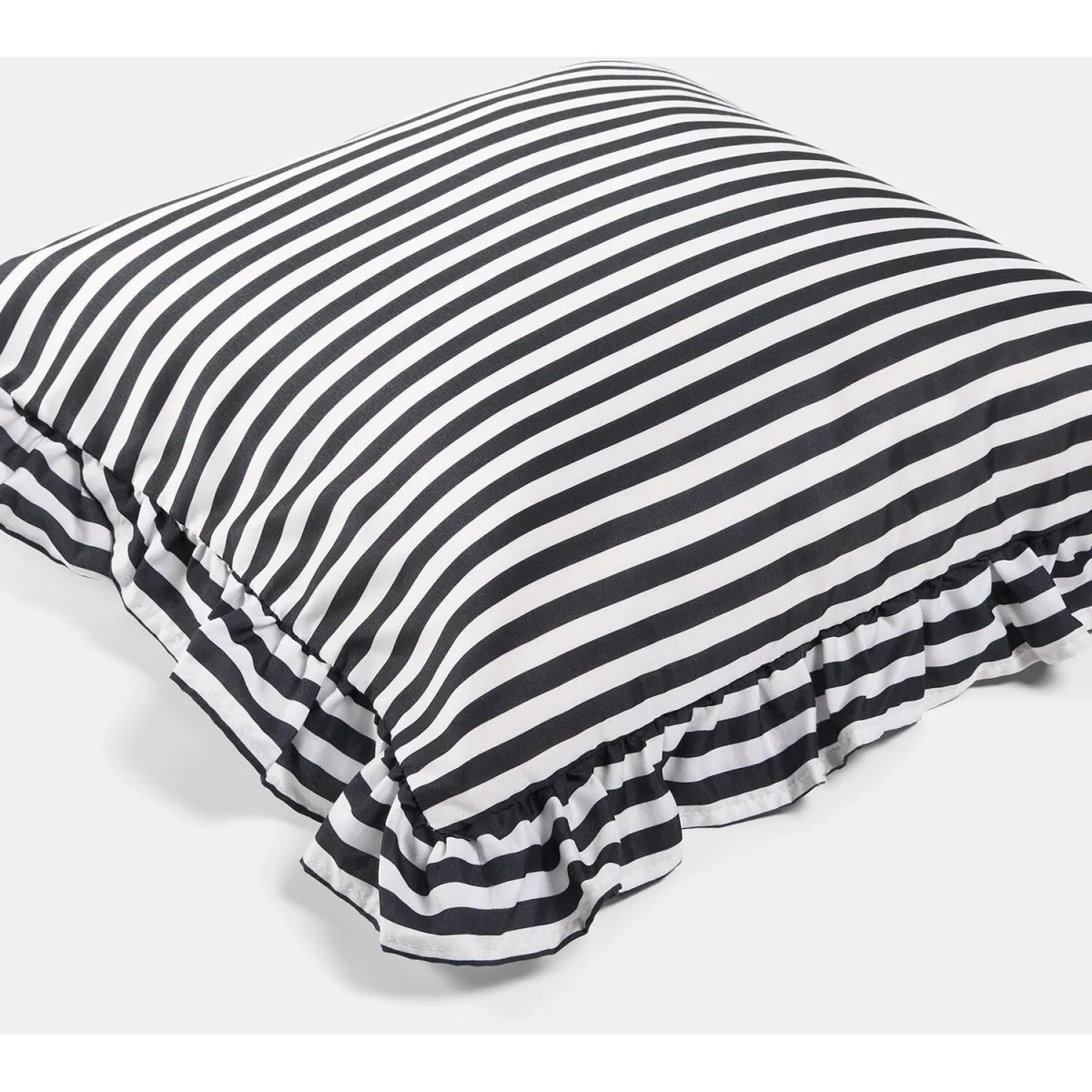 OHS Striped Frill Cushion Covers - Monochrome / Machine washable at 40°C. Tumble dry friendly. Do not bleach or iron. – image 2