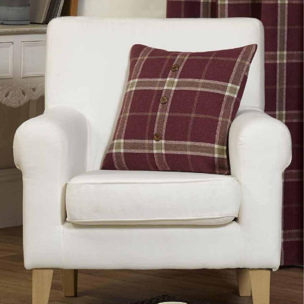 Plaid Check Cushion Cover Raspberry (45x45) - Raspberry