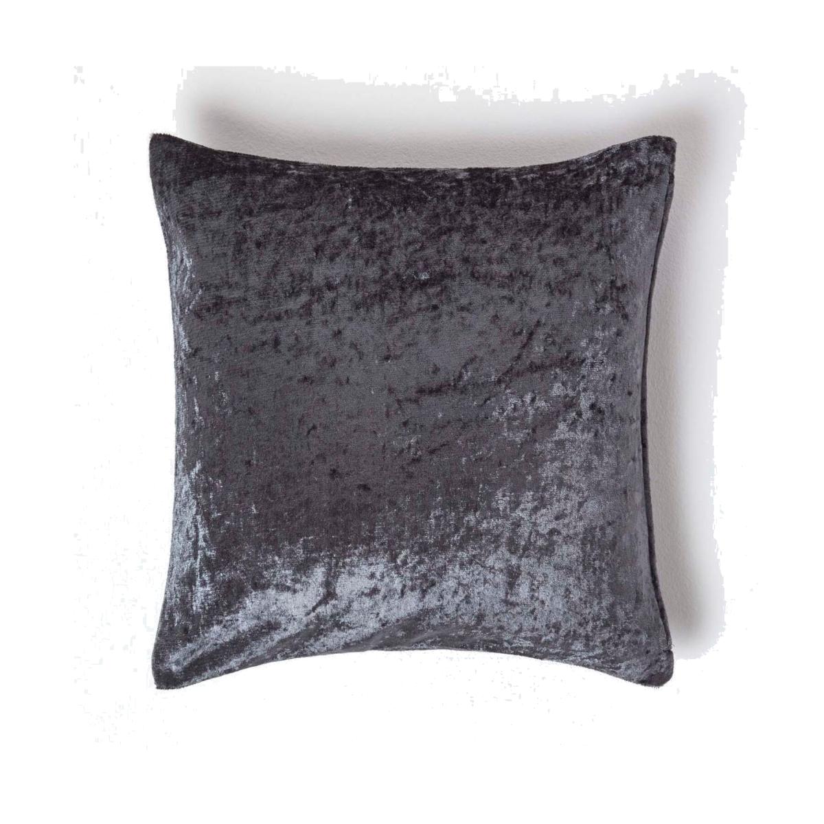 Homescapes Crushed Velvet Cushion Cover - Dark Grey / 45cm