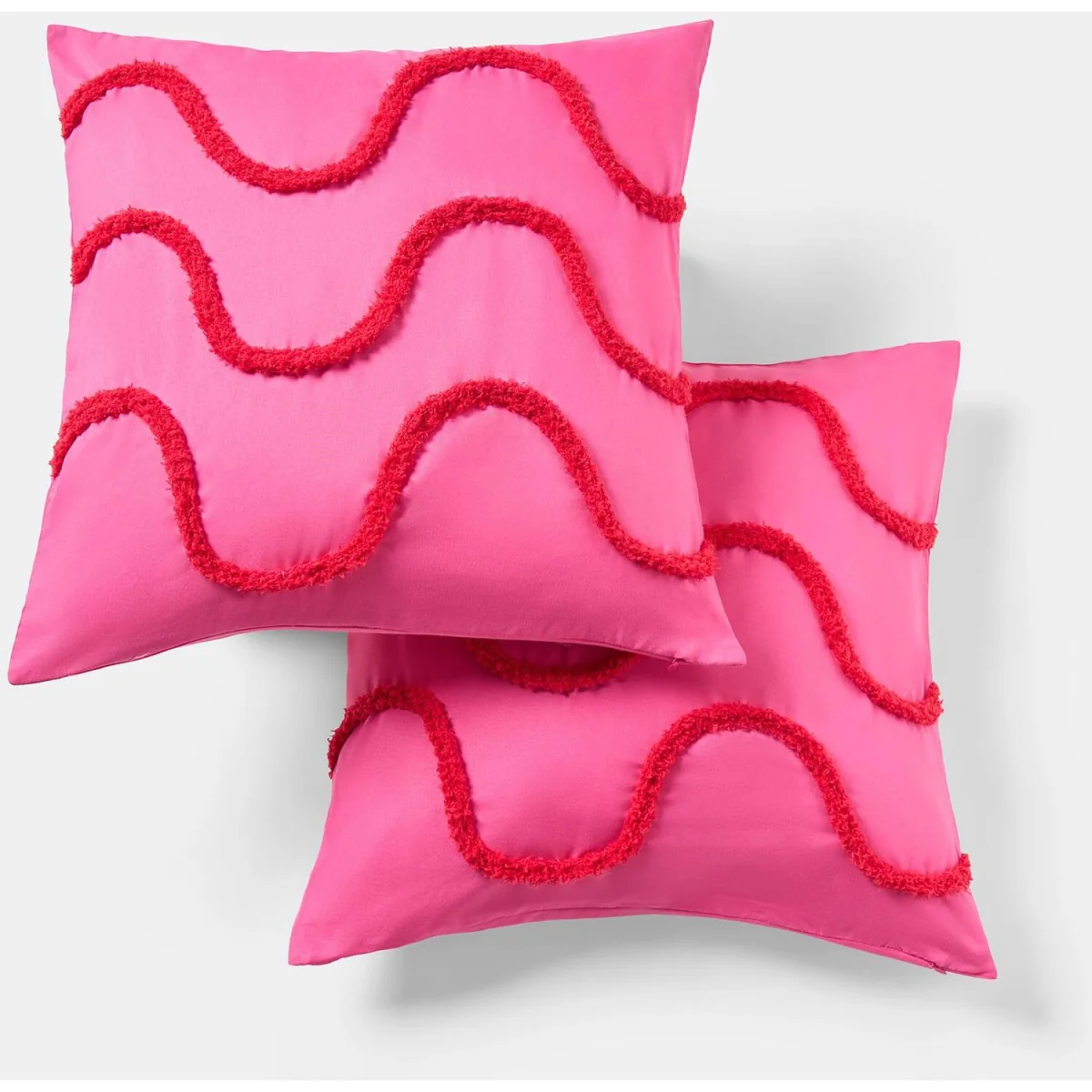 OHS Tufted Wave Cushion Covers - Hot Pink/Red / Machine washable at 30°C. Tumble dry friendly. Do not bleach or iron. – image 2