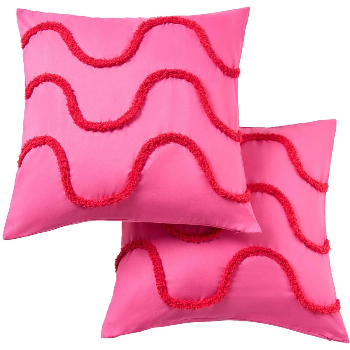 OHS Tufted Wave Cushion Covers - Hot Pink/Red / Machine washable at 30°C. Tumble dry friendly. Do not bleach or iron. – image 4