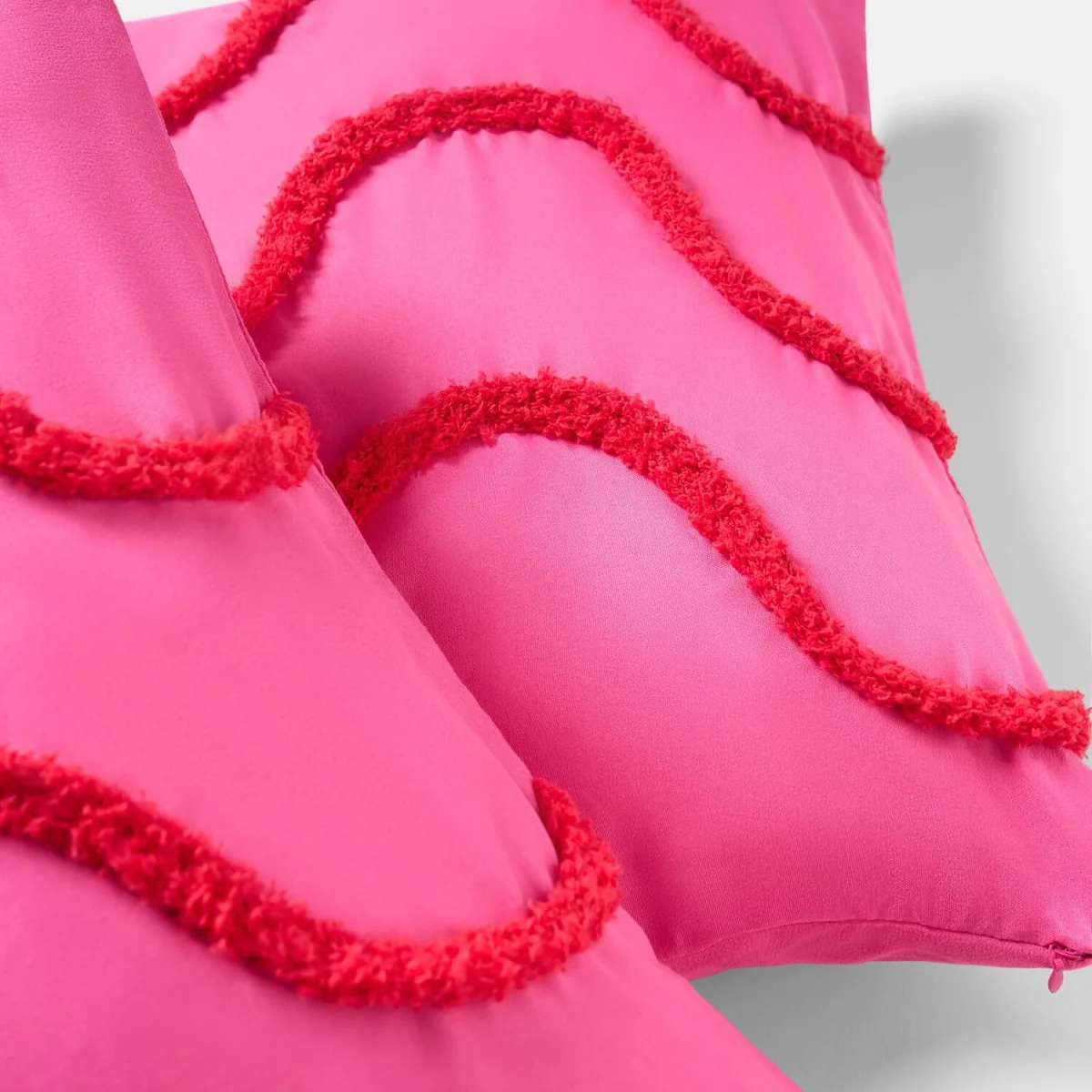 OHS Tufted Wave Cushion Covers - Hot Pink/Red / Machine washable at 30°C. Tumble dry friendly. Do not bleach or iron. – image 5