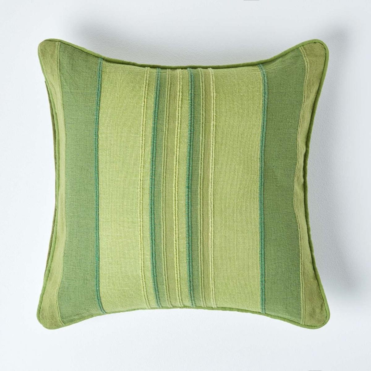 Homescapes Homescapes Cotton Striped Cushion Cover Morocco - Green / 60cm – image 1
