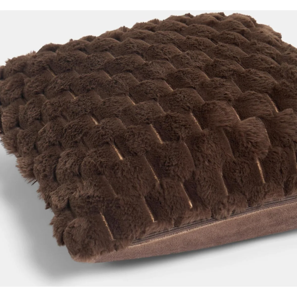 OHS Thick Faux Fur Waffle Cushion Covers - Chocolate / Machine washable at 30°C. Tumble dry friendly. Do not bleach or iron. / 2 – image 2