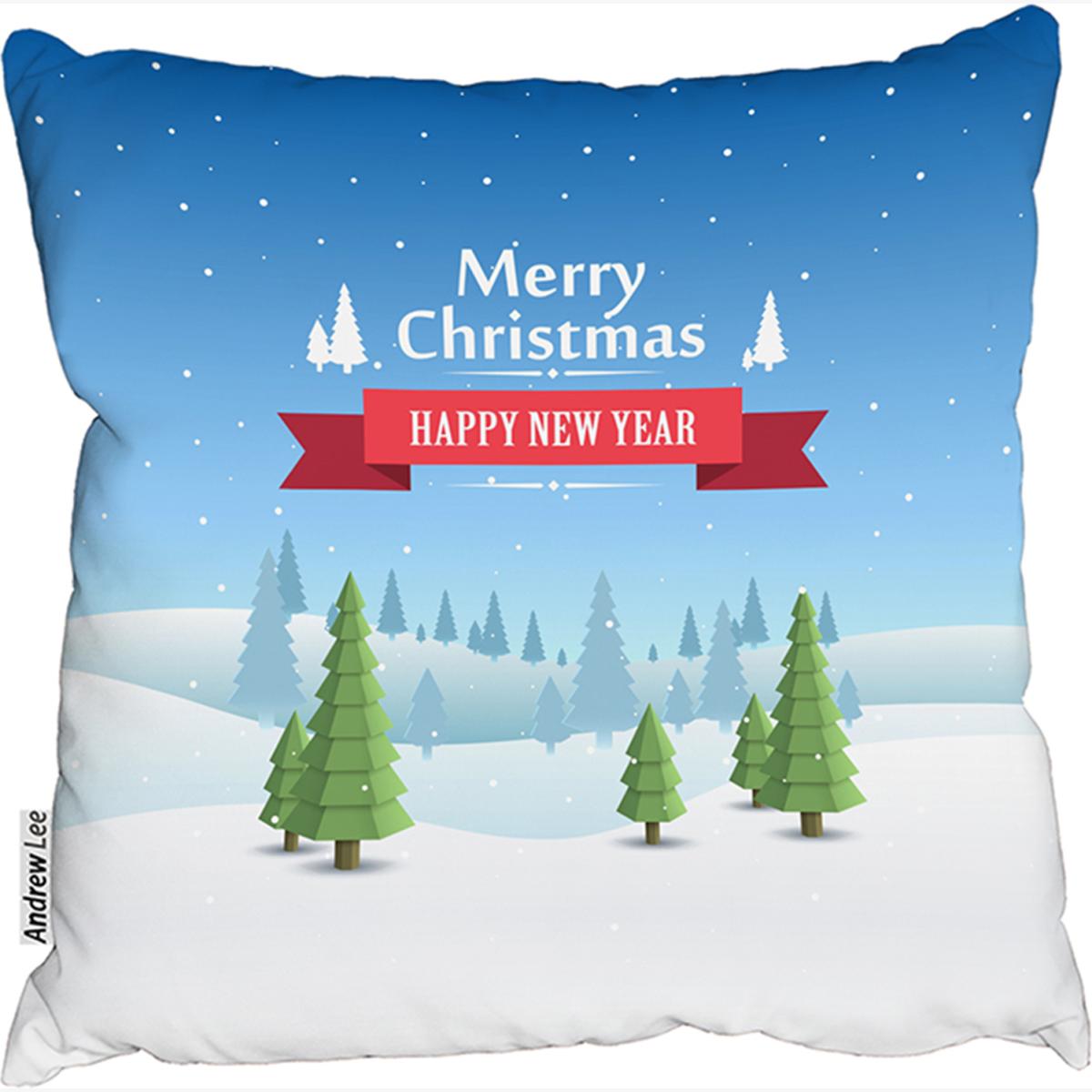 Merry Christmas Cover Art Stylish Cushion - Blue / 60cm