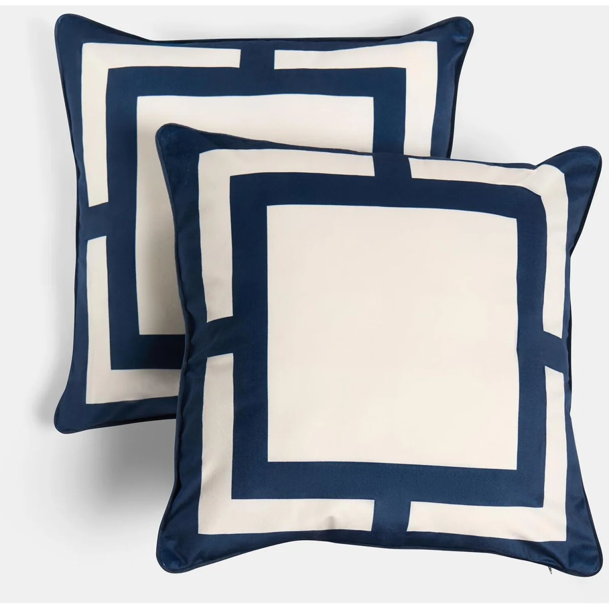 OHS Square Print Cushion Covers - Navy/Cream / 45cm / 2 – image 2