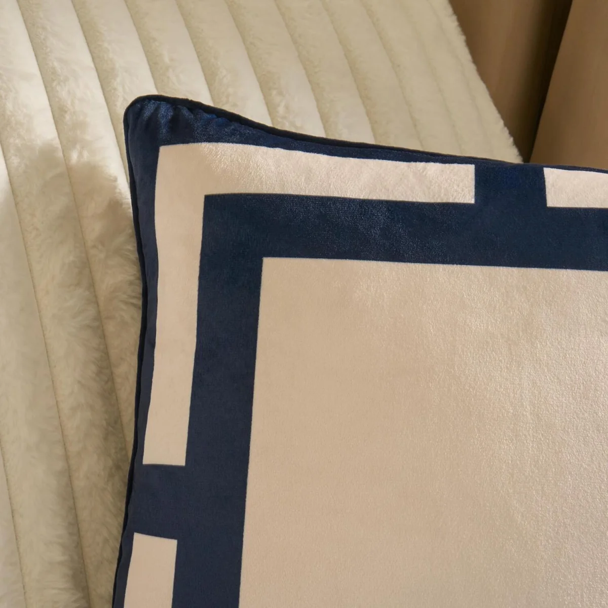 OHS Square Print Cushion Covers - Navy/Cream / 45cm / 2 – image 3