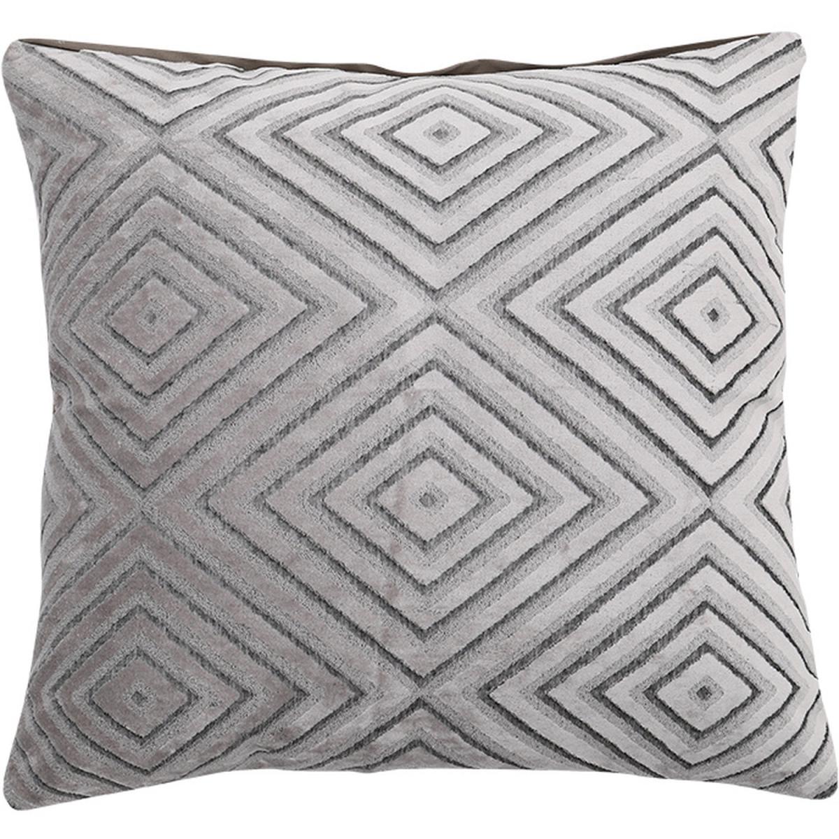 Cotton Linen Flocking Diamond Throw Pillow Cover - Silver – image 3