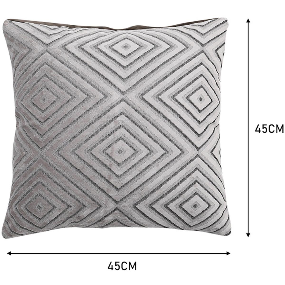 Cotton Linen Flocking Diamond Throw Pillow Cover - Silver – image 4