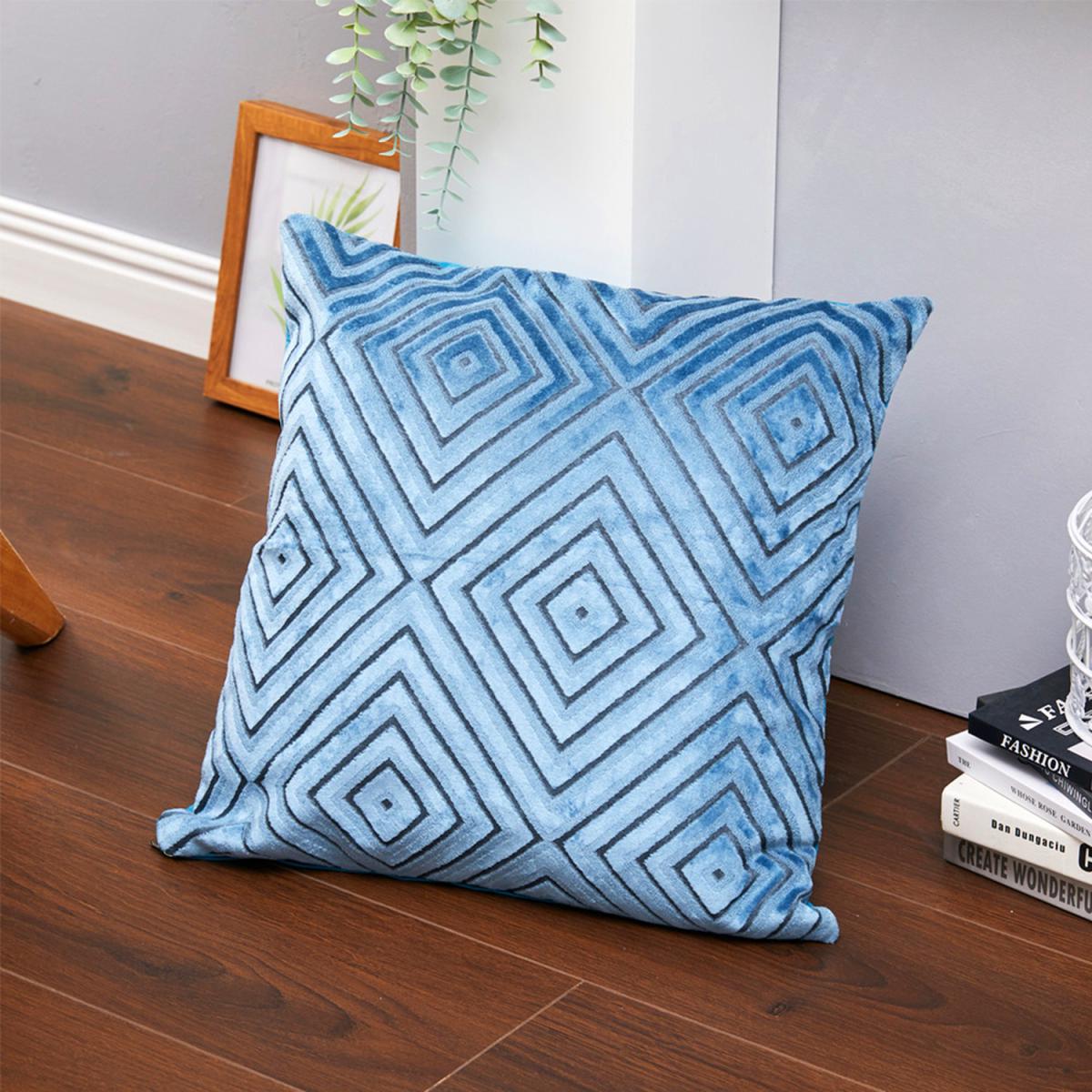 Cotton Linen Flocking Diamond Throw Pillow Cover - Silver – image 5