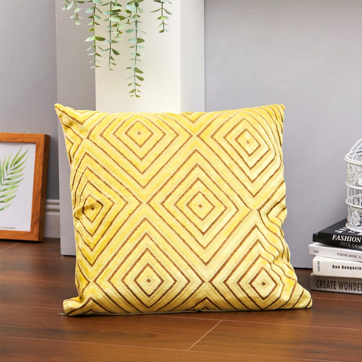 Cotton Linen Flocking Diamond Throw Pillow Cover - Silver – image 8