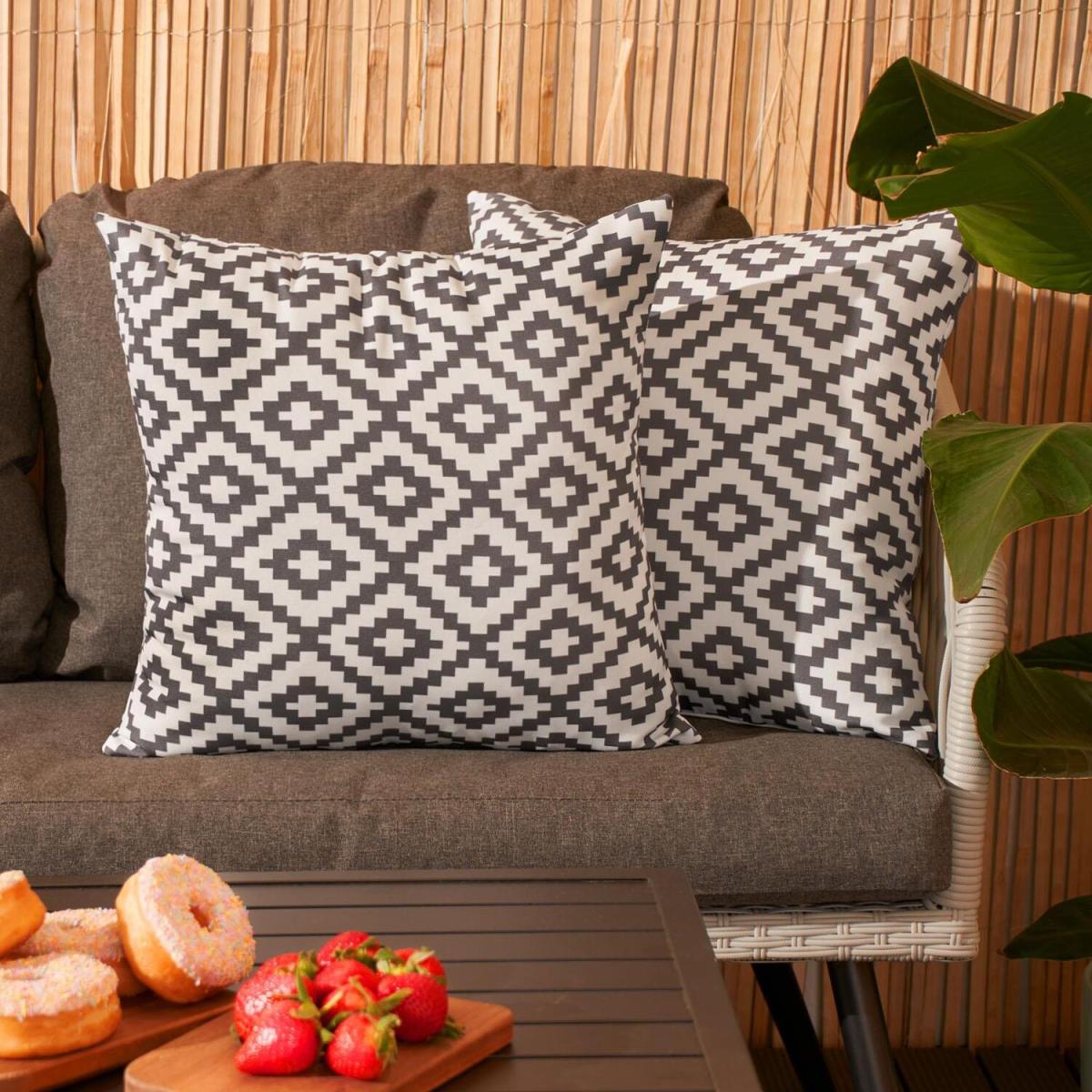 Pack Of Geometric Outdoor Cushion Covers - Geo Grey / 2