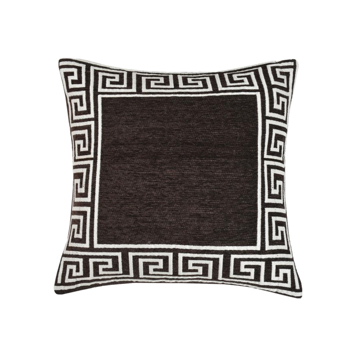 Apollo Greek Chenille Cushion Cover - Chocolate – image 1