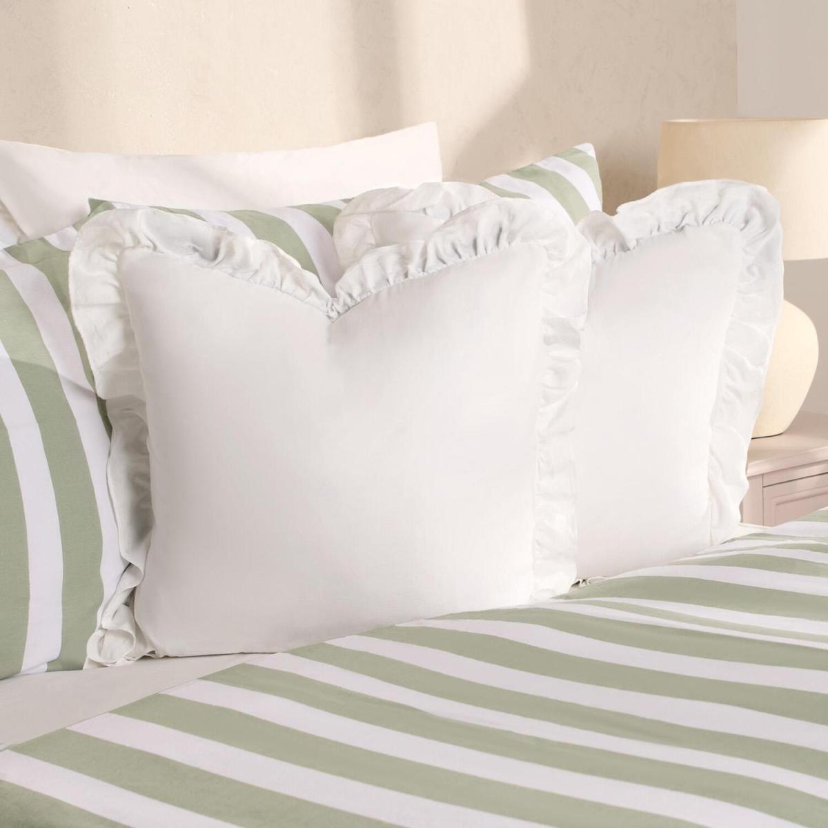 Pack Linen Frill Cushion Covers Filled Home Living Luxury - White / 4 – image 2