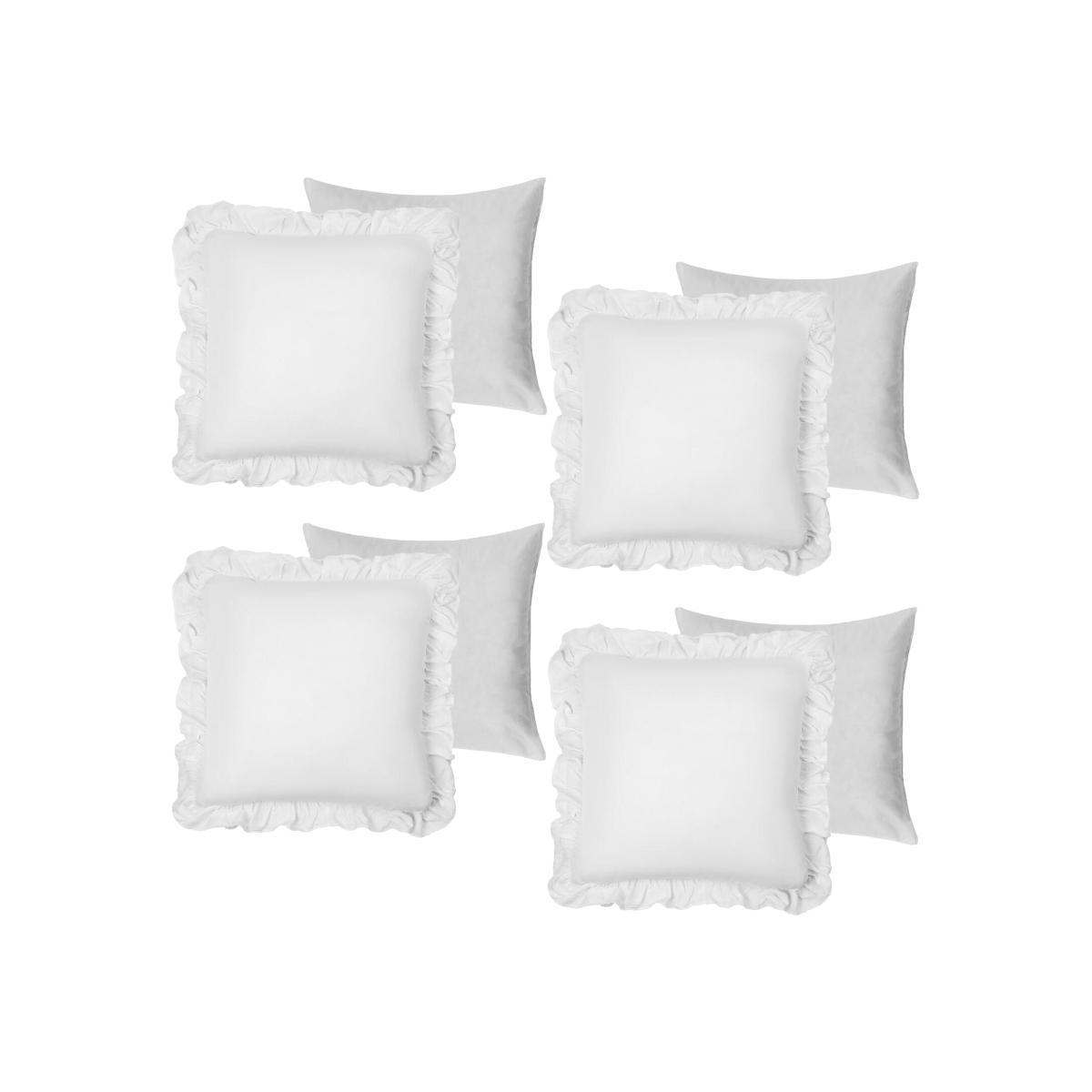 Pack Linen Frill Cushion Covers Filled Home Living Luxury - White / 4 – image 1