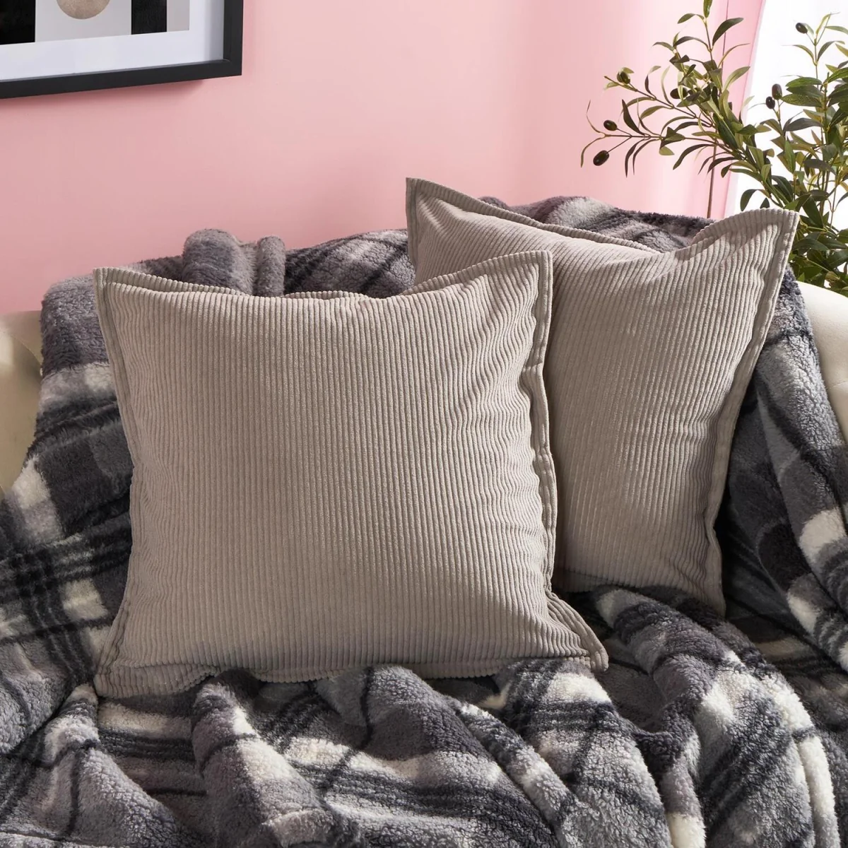OHS Oxford Edge Corduroy Cushion Covers - Grey / Machine Washable at 30°C / 4 – image 2