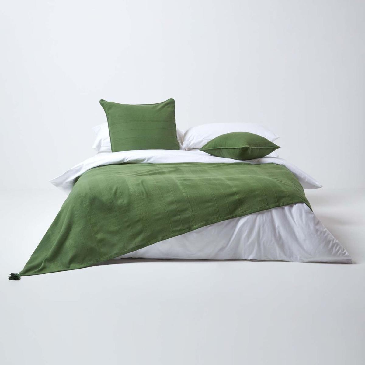 Homescapes Cotton Rajput Ribbed Cushion Cover - Dark Olive / 45cm – image 2