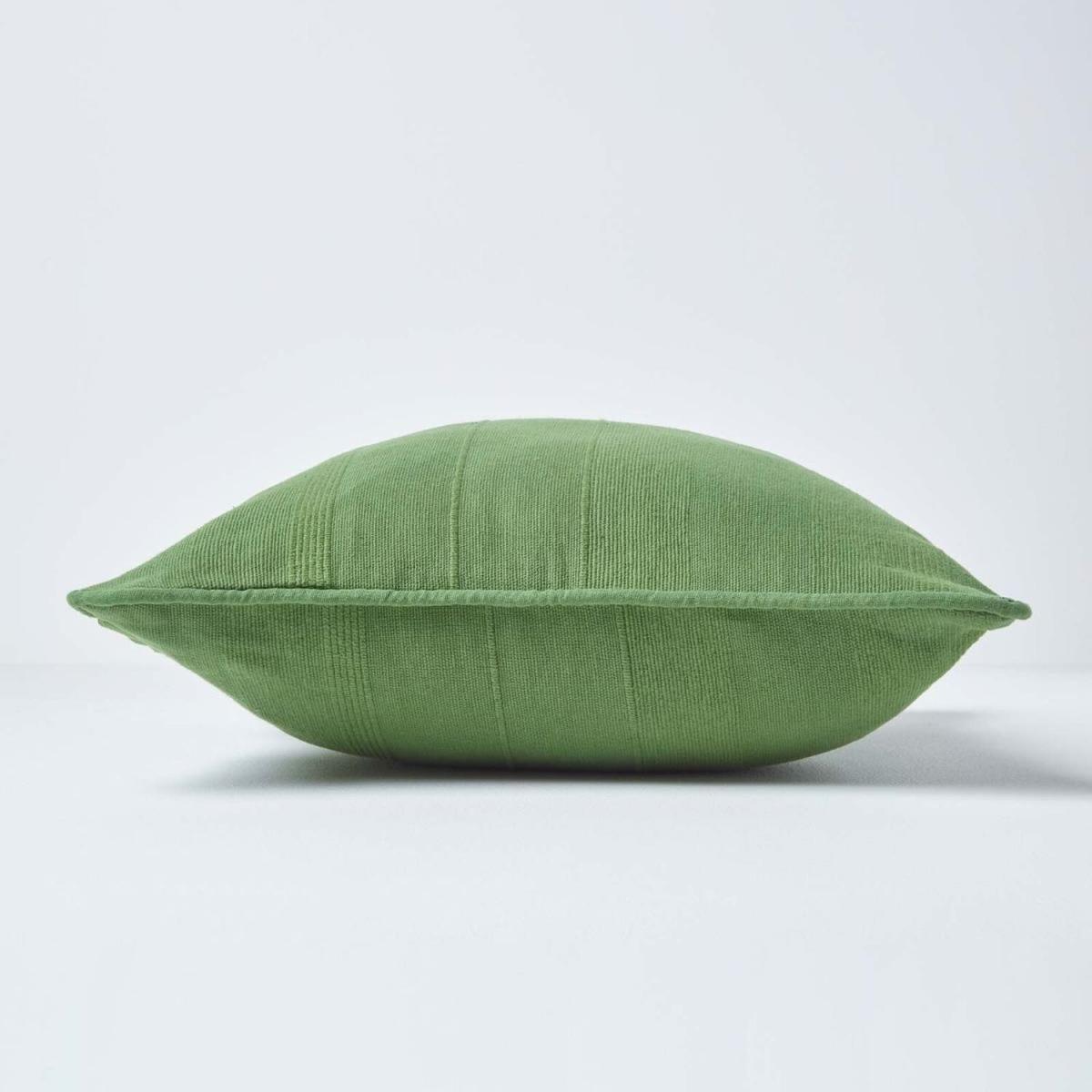 Homescapes Cotton Rajput Ribbed Cushion Cover - Dark Olive / 45cm – image 3