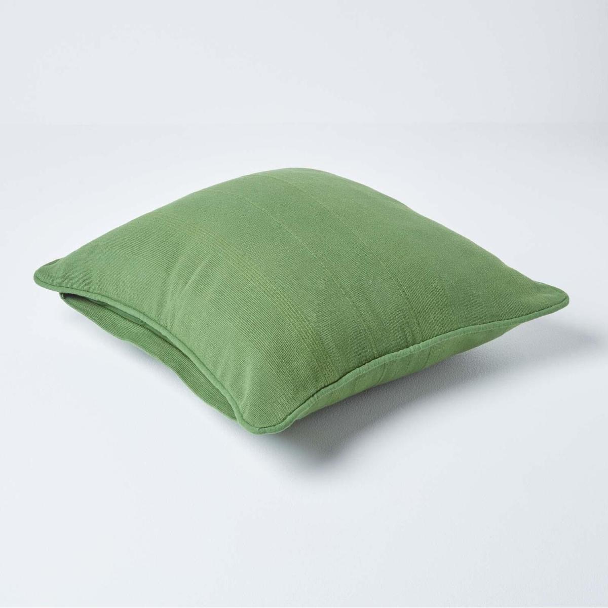 Homescapes Cotton Rajput Ribbed Cushion Cover - Dark Olive / 45cm – image 4
