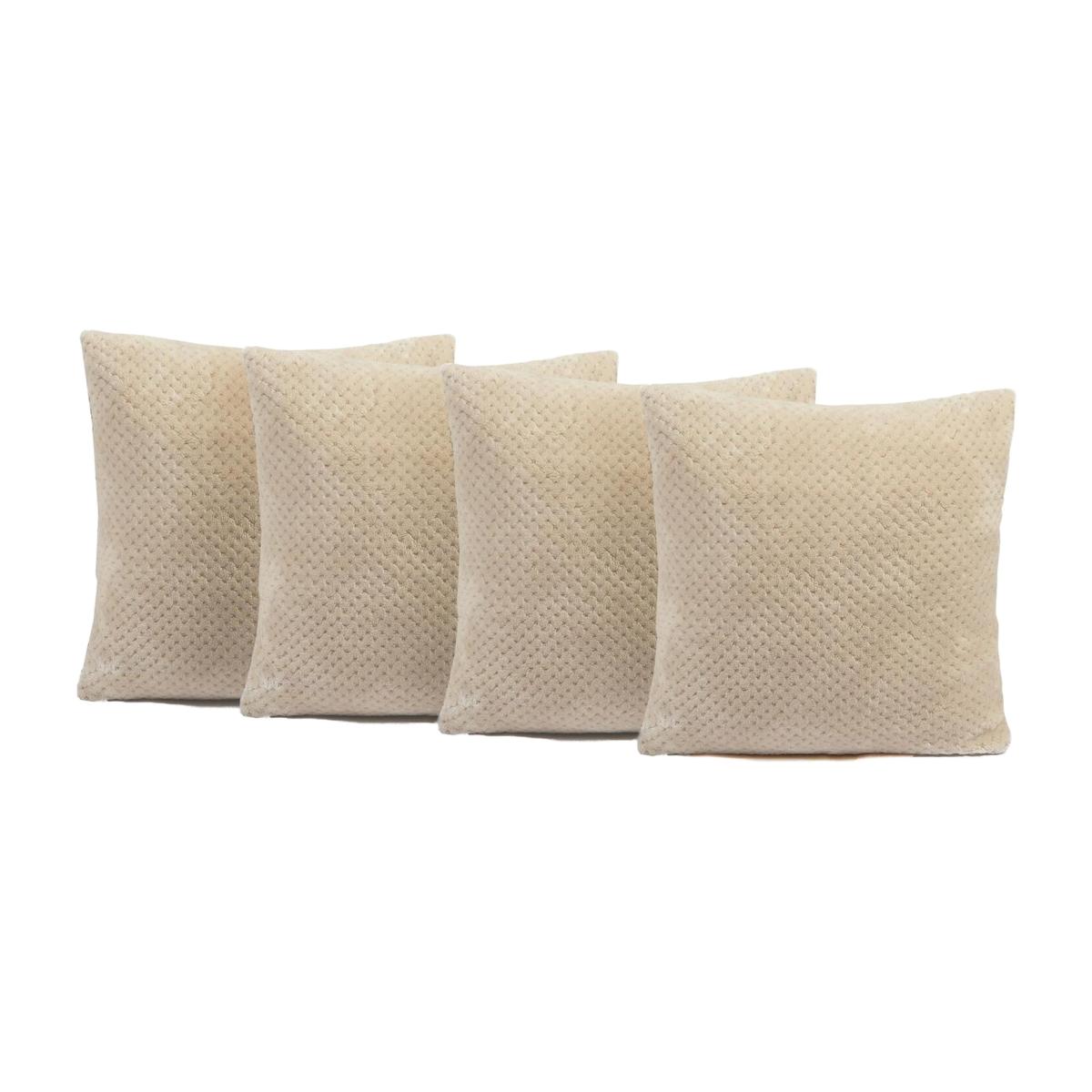 Brentfords Waffle Fleece Cushion Covers Soft, 18" x 18" - Mink / 4 – image 1