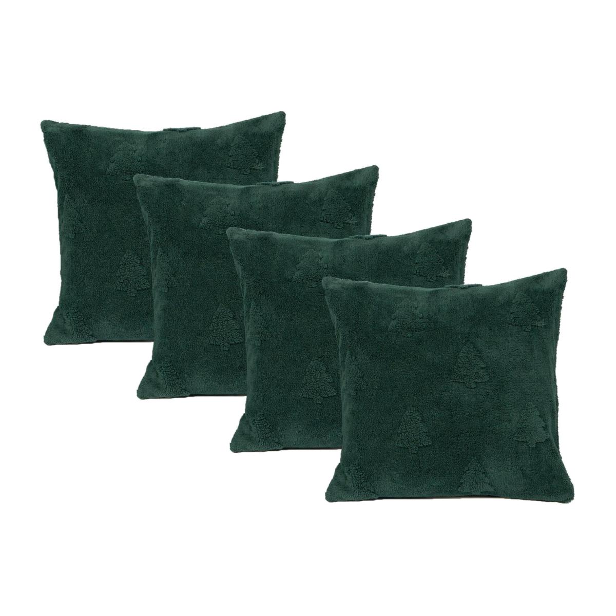 Pack of Tufted Tree Sherpa Cushion Covers - Green / 4