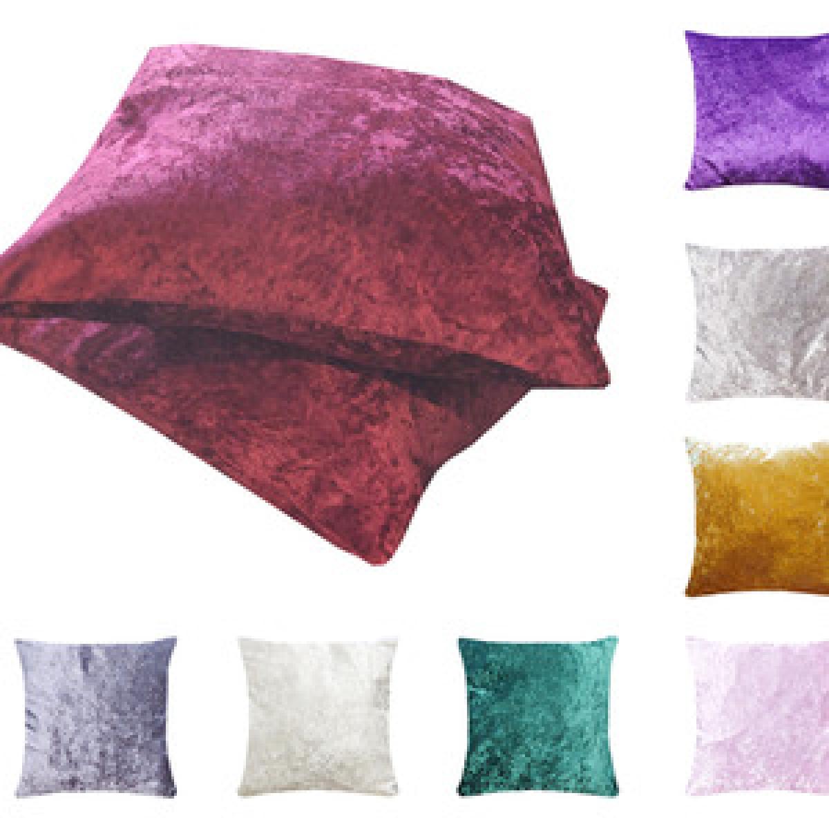 Square Plain Crushed Velvet Cushion Cover with Invisible Zip  - Gold / 1 – image 2