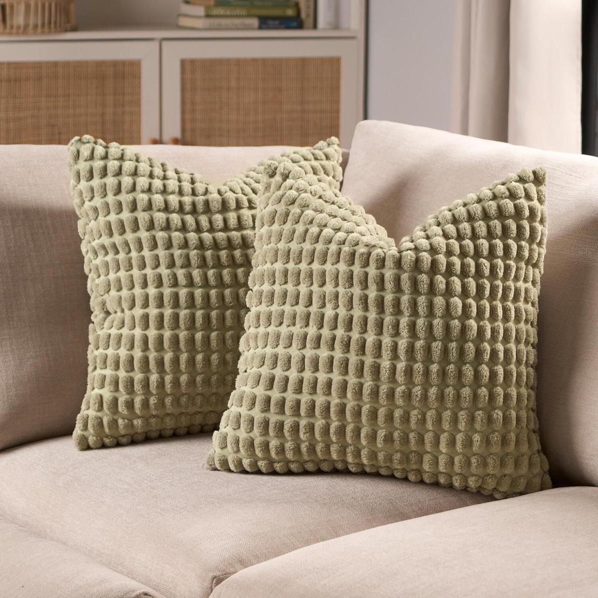 Pack of Bobble Tufted Cushion Covers - Sage