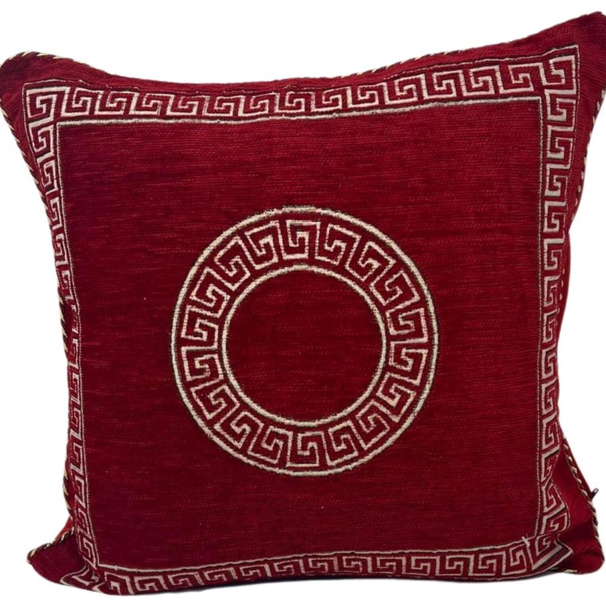 Greek Border Chenille Cushion Cover - Red – image 5