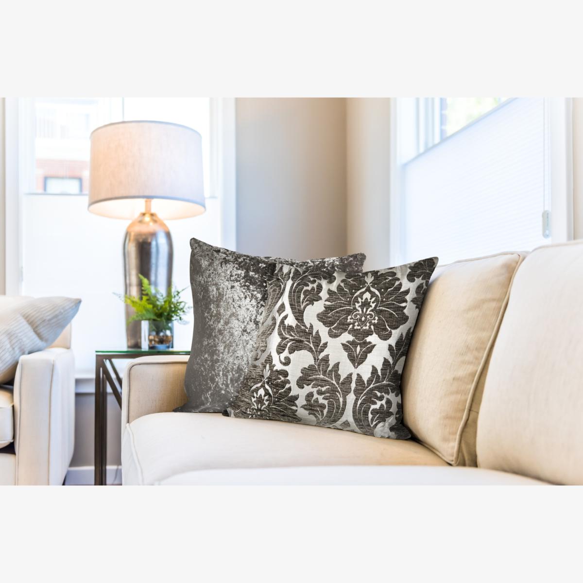 Damask Cushion Cover - Charcoal