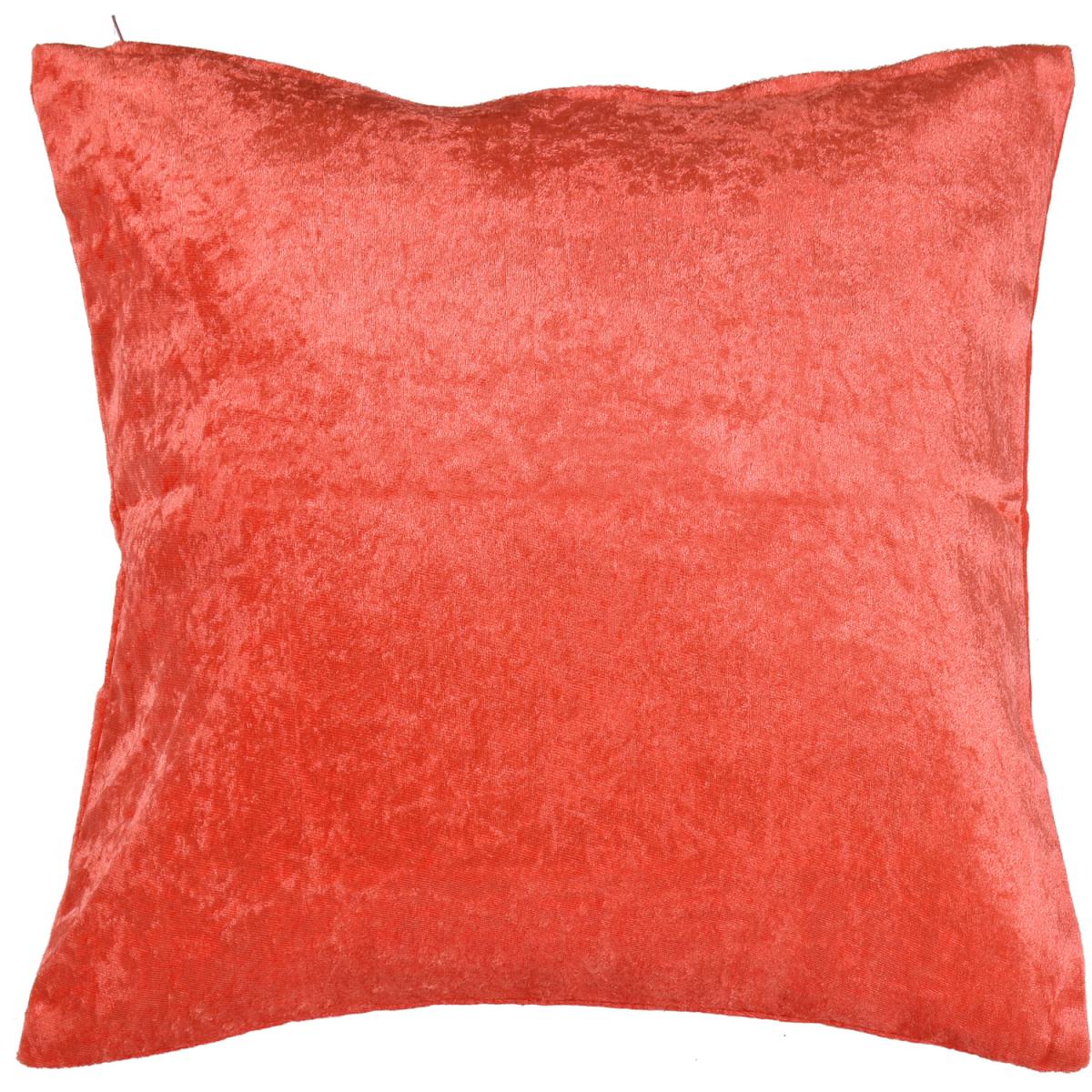 Coral Plain Crushed Velvet Square Sparkle Cushion Cover 55x55cm - Coral – image 2