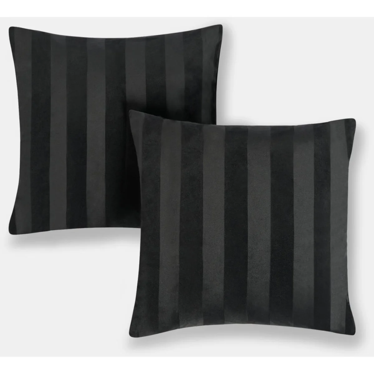 OHS Stripe Velvet Cushion Covers - Black / Machine Washable at 30°C – image 2