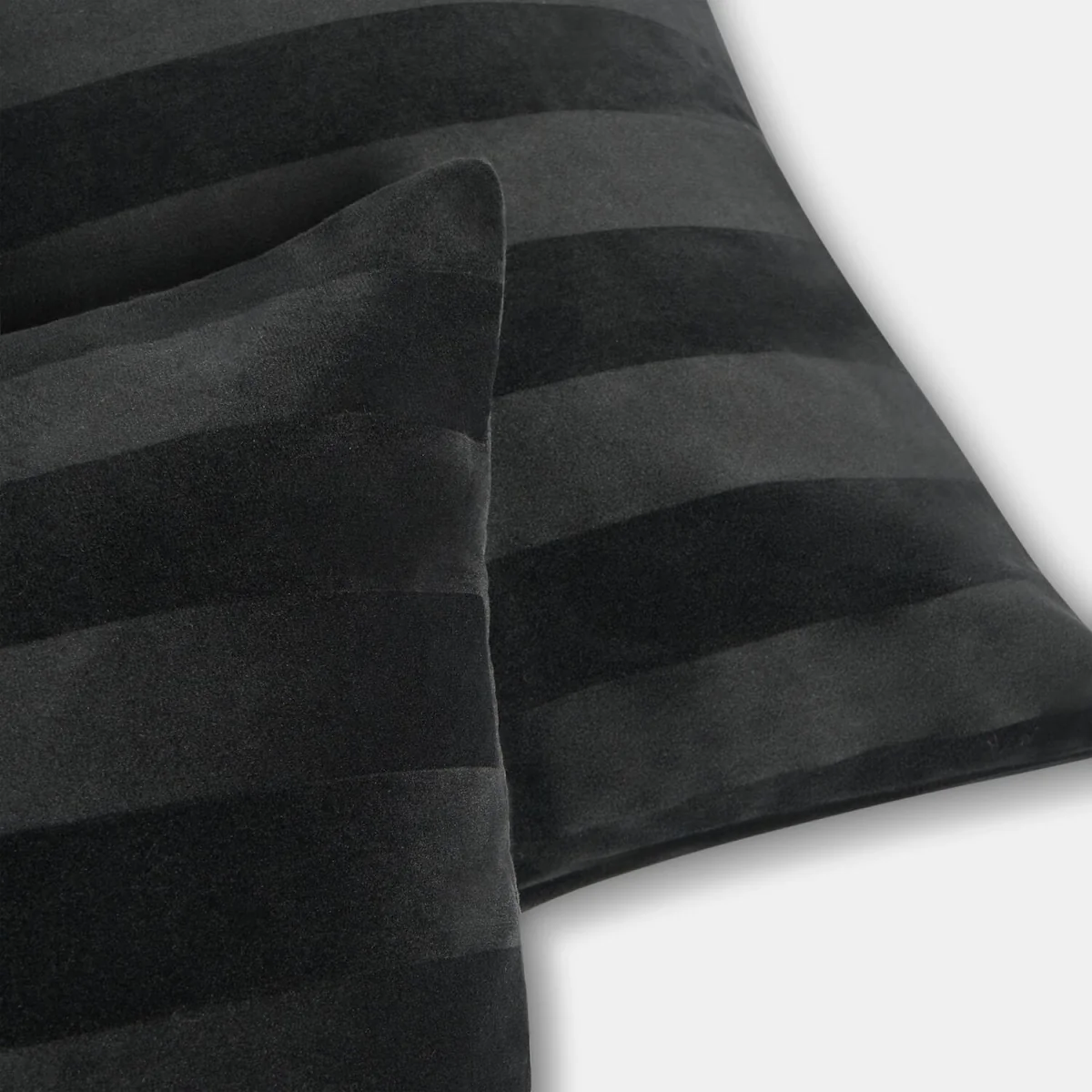 OHS Stripe Velvet Cushion Covers - Black / Machine Washable at 30°C – image 3
