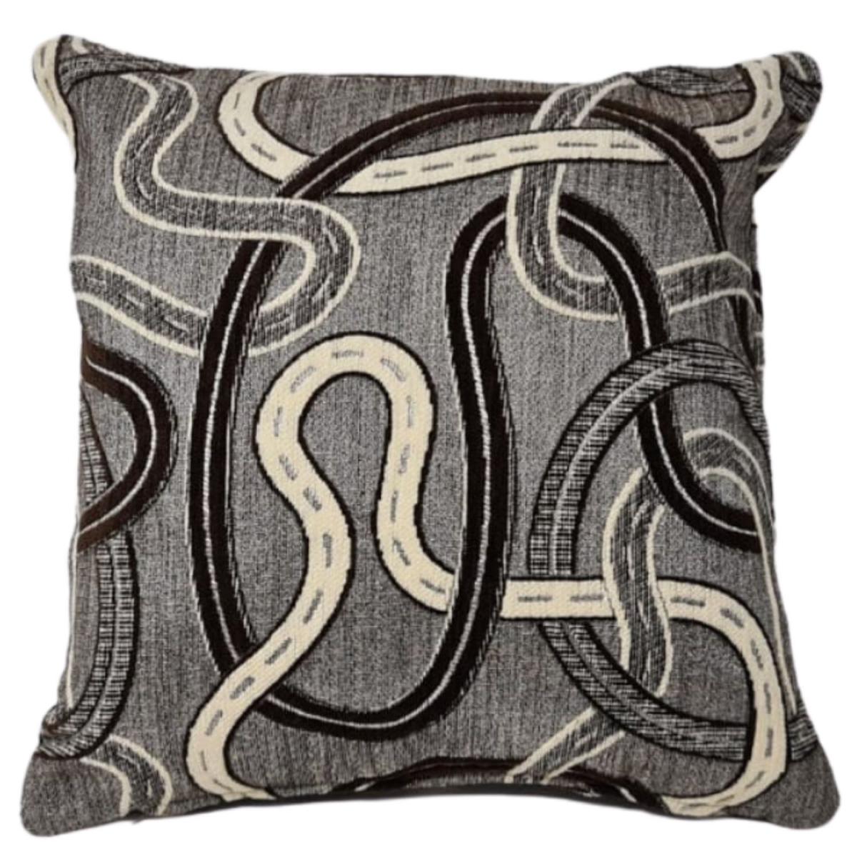 Modern Soft Rich Chenille Woven Jacquard Cushion Covers - Brown Cream – image 2