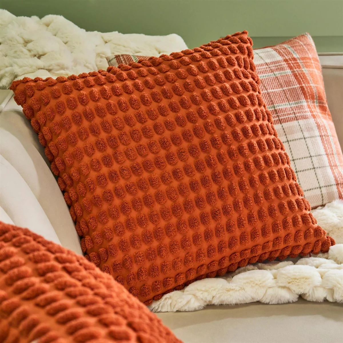 OHS Bobble Textured Cushion Covers - Rust / Machine Washable at 30°C / 2 – image 2