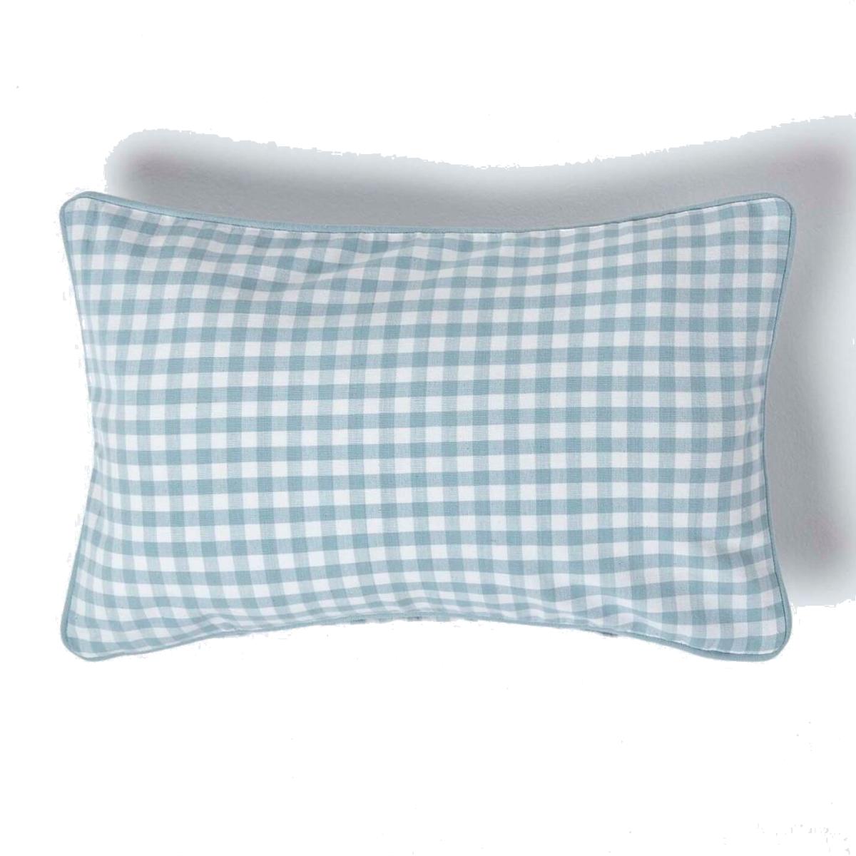 Cotton Gingham Check Cushion Cover - Blue / 50cm
