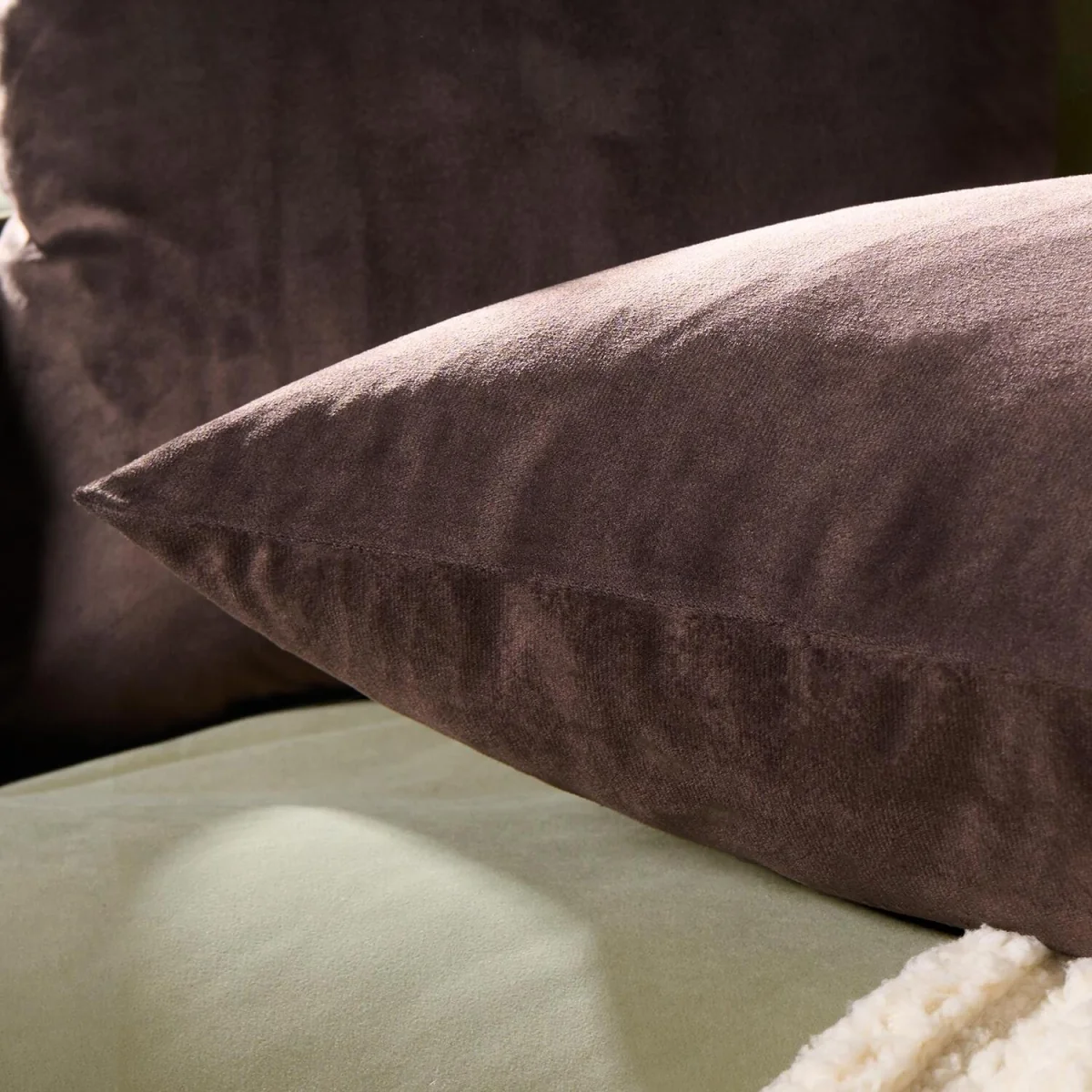 OHS Matte Velvet Cushion Covers - Brown / Machine washable at 40°C. Tumble dry friendly. Do not bleach or iron. – image 3