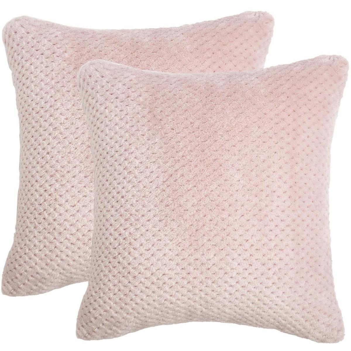 Brentfords Waffle Fleece Cushion Covers Soft, 18" x 18" - Pink / 2 – image 2