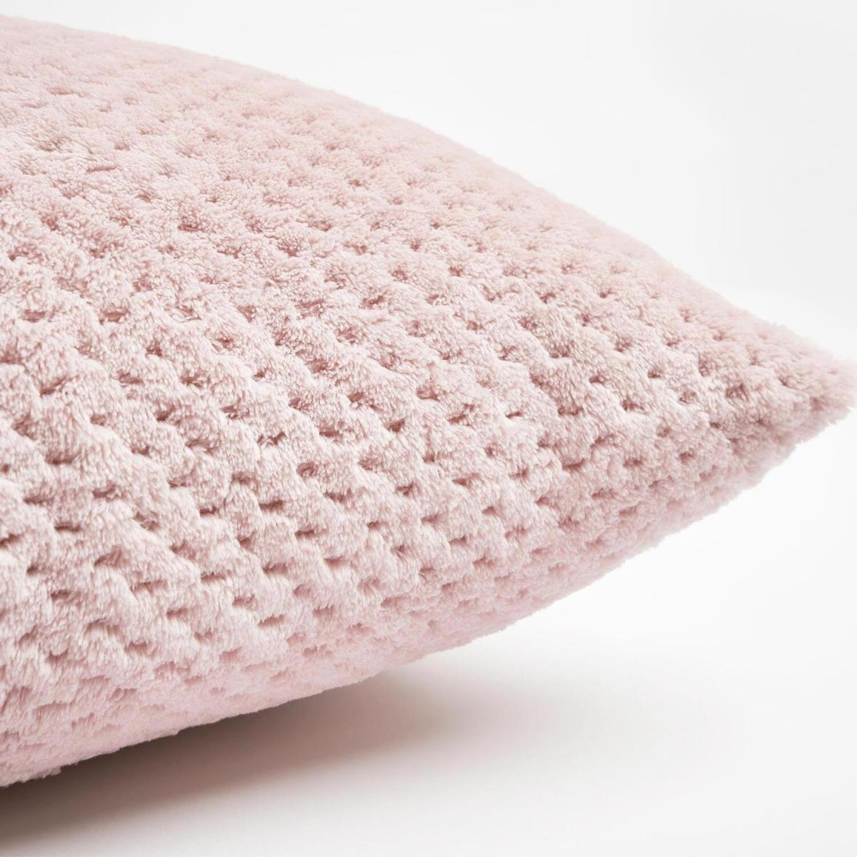 Brentfords Waffle Fleece Cushion Covers Soft, 18" x 18" - Pink / 2 – image 1